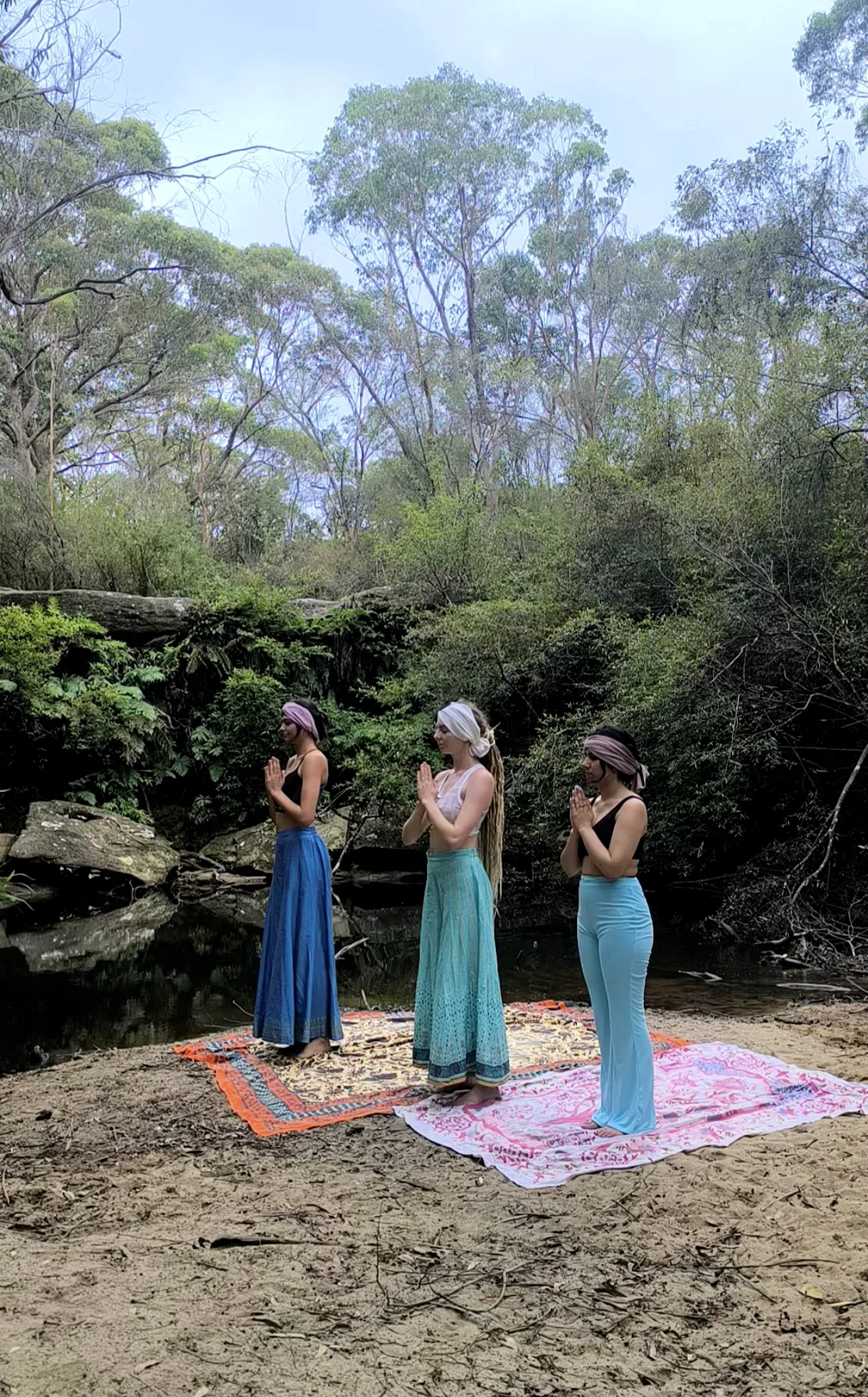 Women's group yoga class practicing asanas together